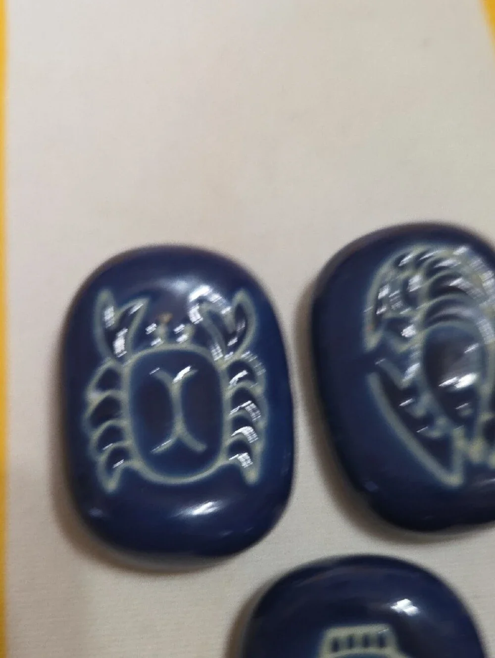 Vintage Blue White Porcelain Sea Life Chopstick Rests Hashioki Set of 5
